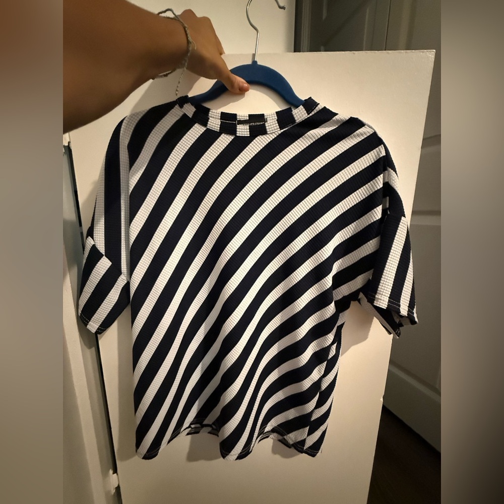 Pretty Little Thing Striped Navy Blue and White Women's Top